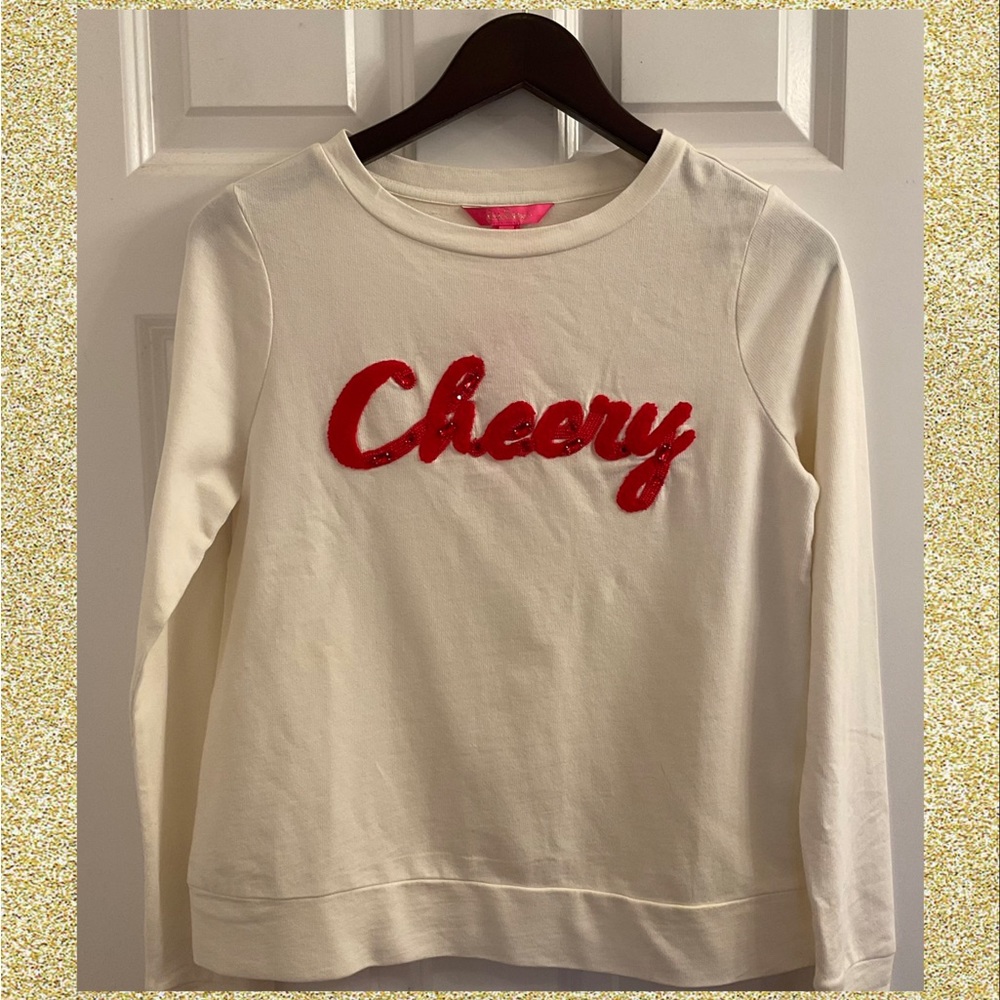 Lilly Pulitzer Rami Long Sleeve Sweatshirt Ruby Red Cheery Graphic - NWT - XS